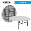 72-Inch Round Table White Granite 12 Pk J35616