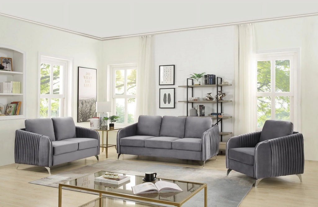 Gray Velvet Living Room Set X34345