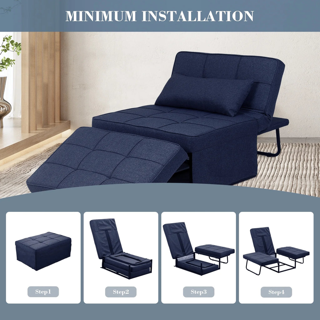 4 in 1 Breathable Linen Convertible Single Sofa Couch T140282