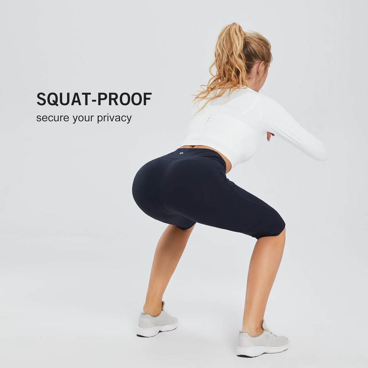Women's Capris with Pockets Knee Length High Waisted Stretch Yoga Leggings I9102