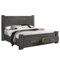 Weathered Gray Wood California King Platform Bed with Storage X282802