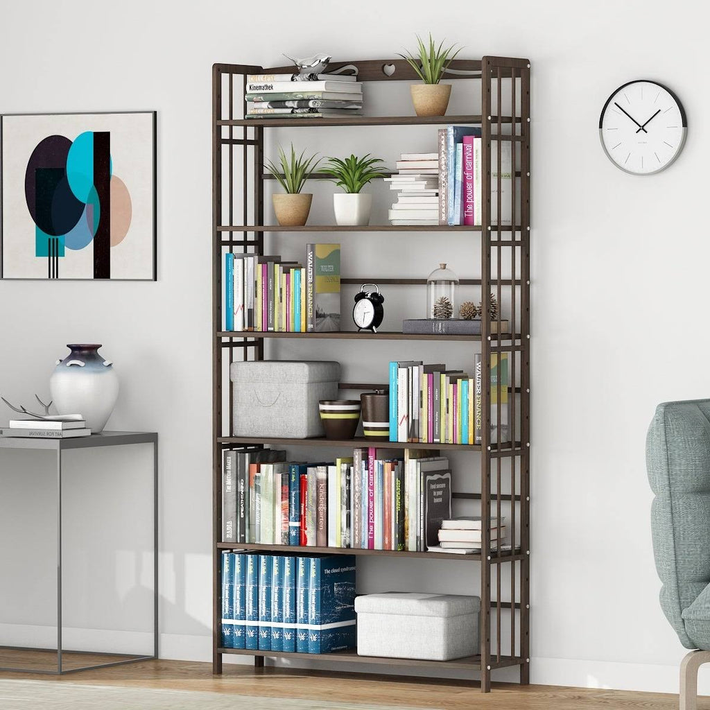 Solid Wood Etagere Bookcase Bookshelf V642522