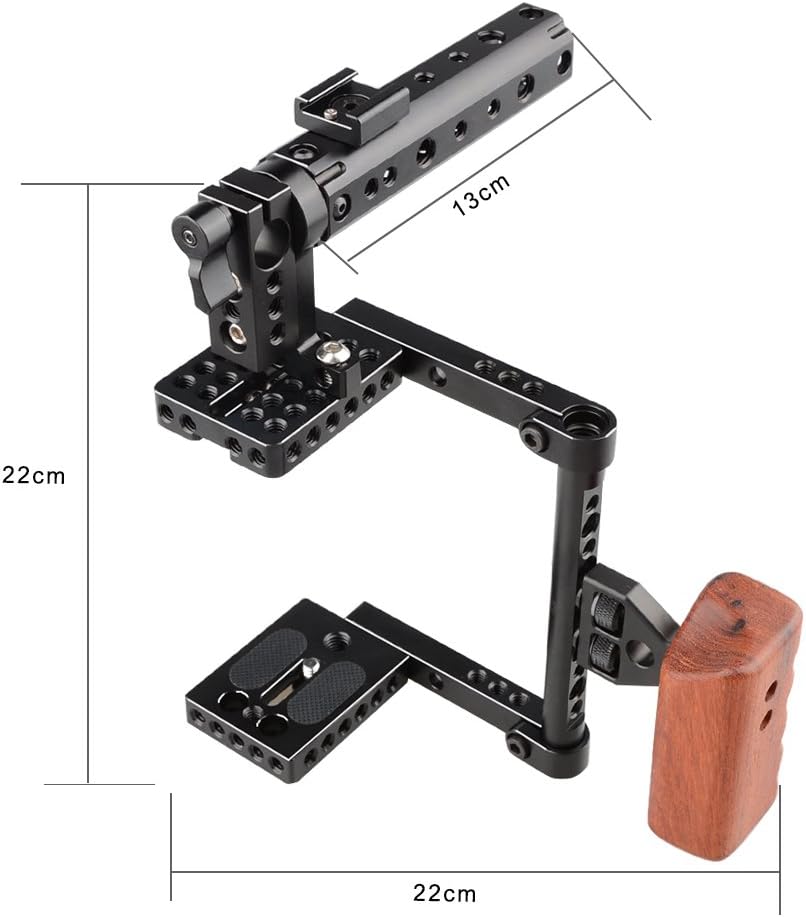 DSLR Camera with Cage Top Handle Wood Grip J788668