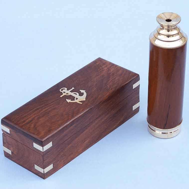 Brass / Wood Spyglass 15x22 Pocket Telescope H13944