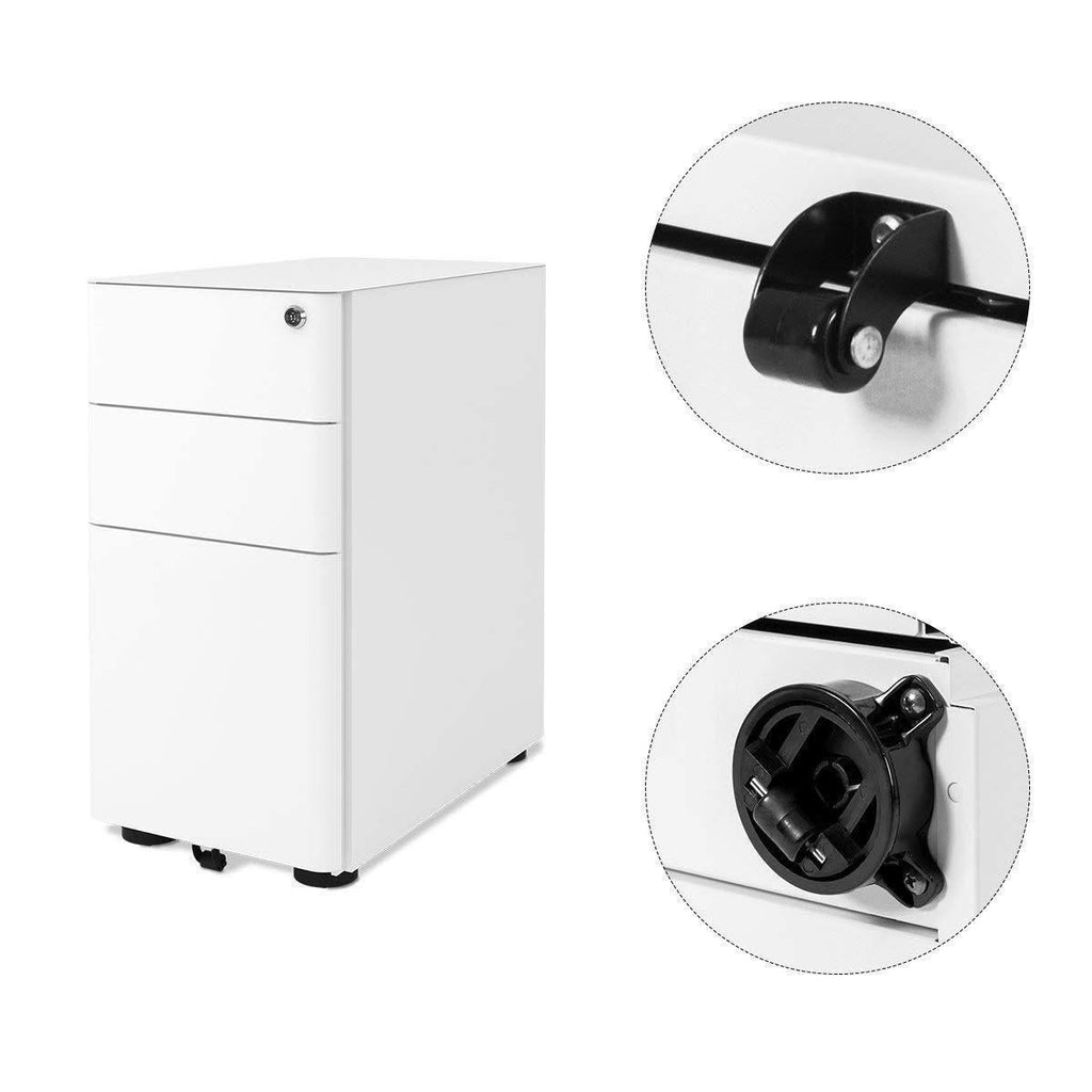 White 3 Drawer Vertical File Cabinet W42668