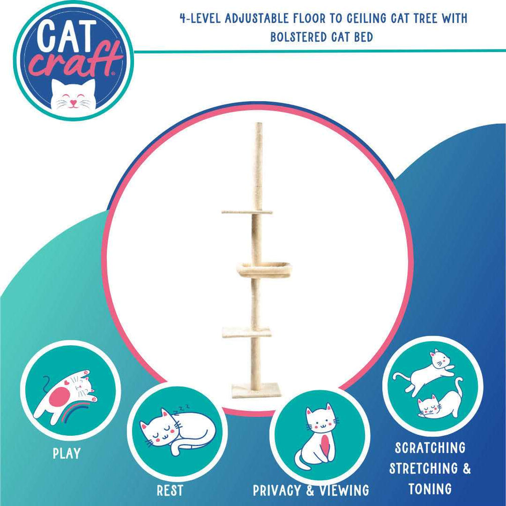 4-Level Carpeted Adjustable Cat Tree with Cat Bed V402