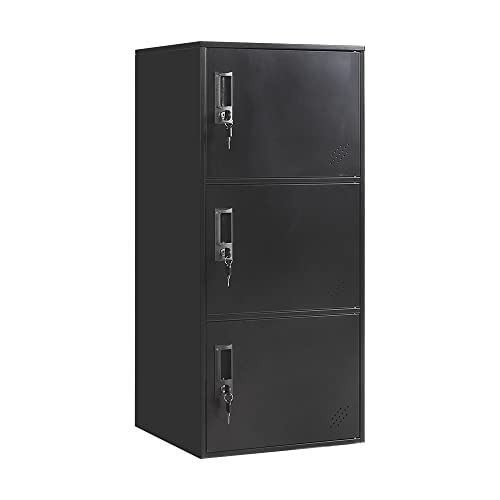 9 Doors Black Steel Lockable Metal Lockers Y3099