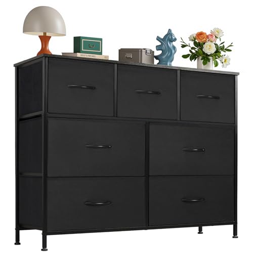 Black 8 Fabric Drawer Dresser with Wooden Top X380432