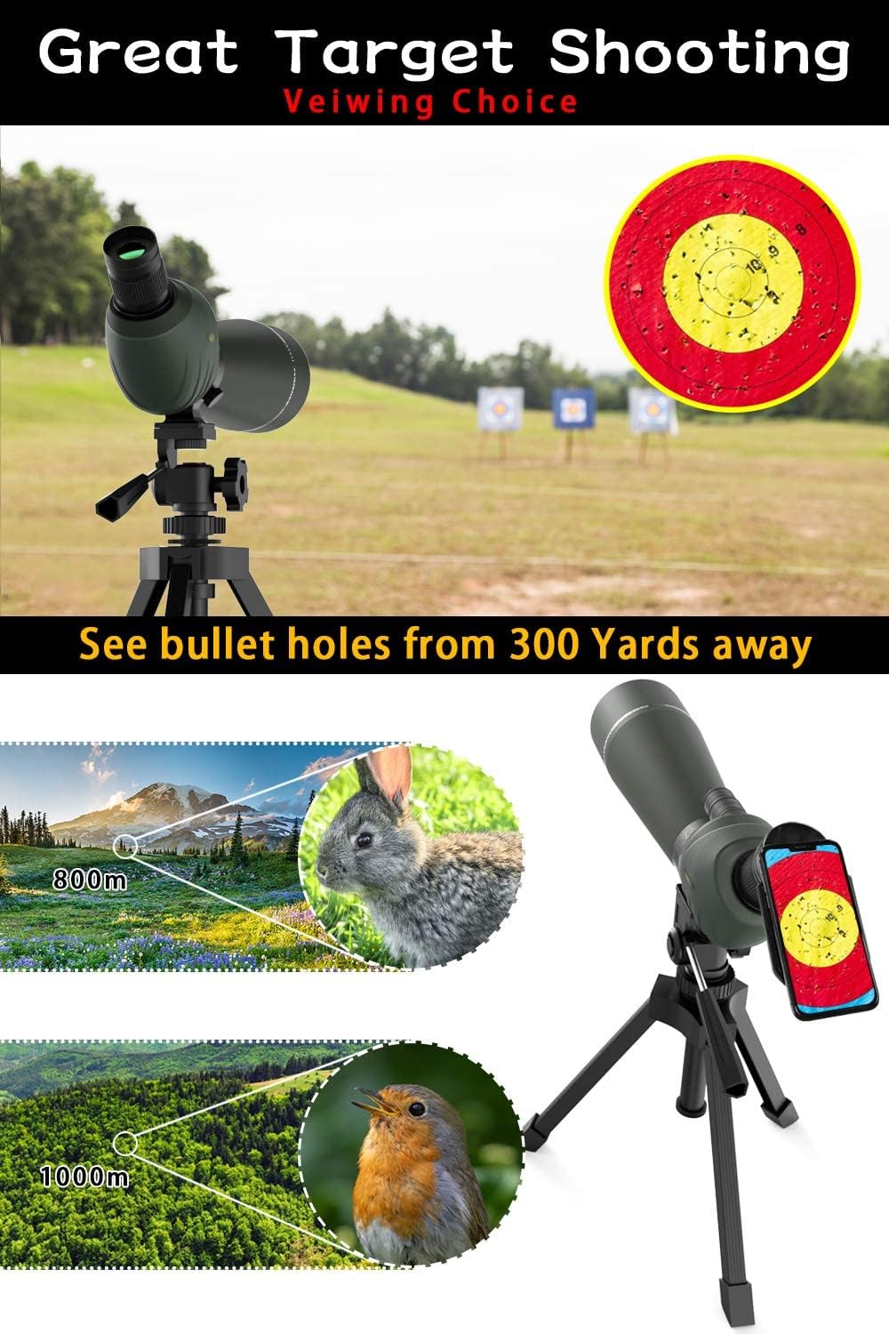 20-60x80 HD Spotting Scope with Tripod H93857