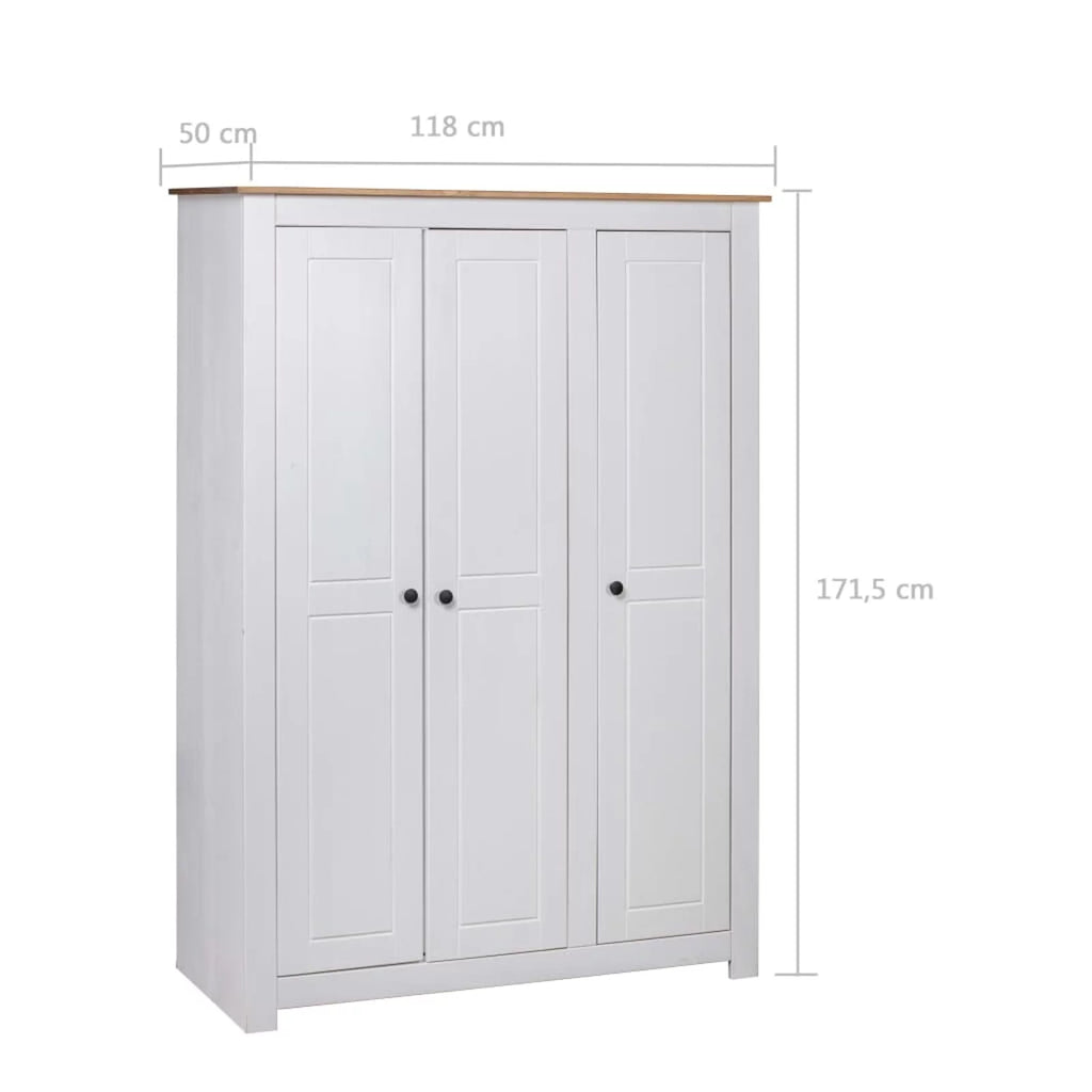 White 3-Door Pine Wardrobe R77563