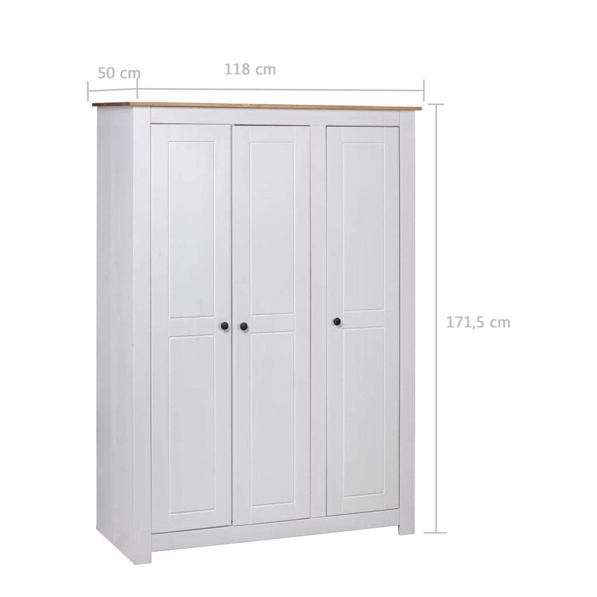 White 3-Door Pine Wardrobe R77563