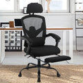Black Ergonomic Mesh Office Chair with Footrest and Head Support K551403