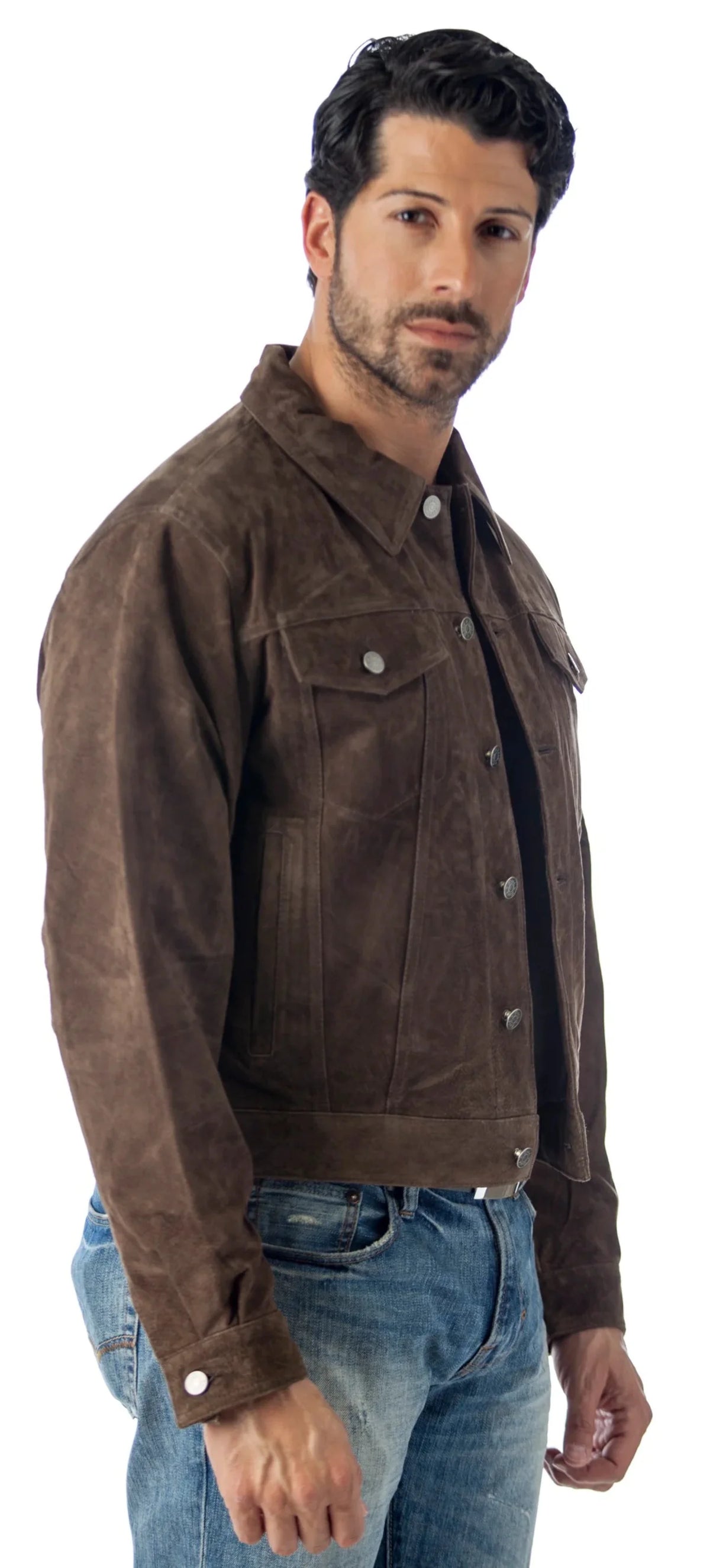 Suede Leather Shirt Jacket (2XL, CAMEL) N98606