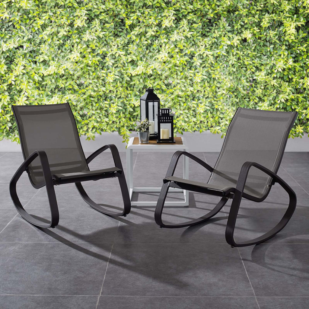 Black Aluminum Lounge Chair Set of Two I642