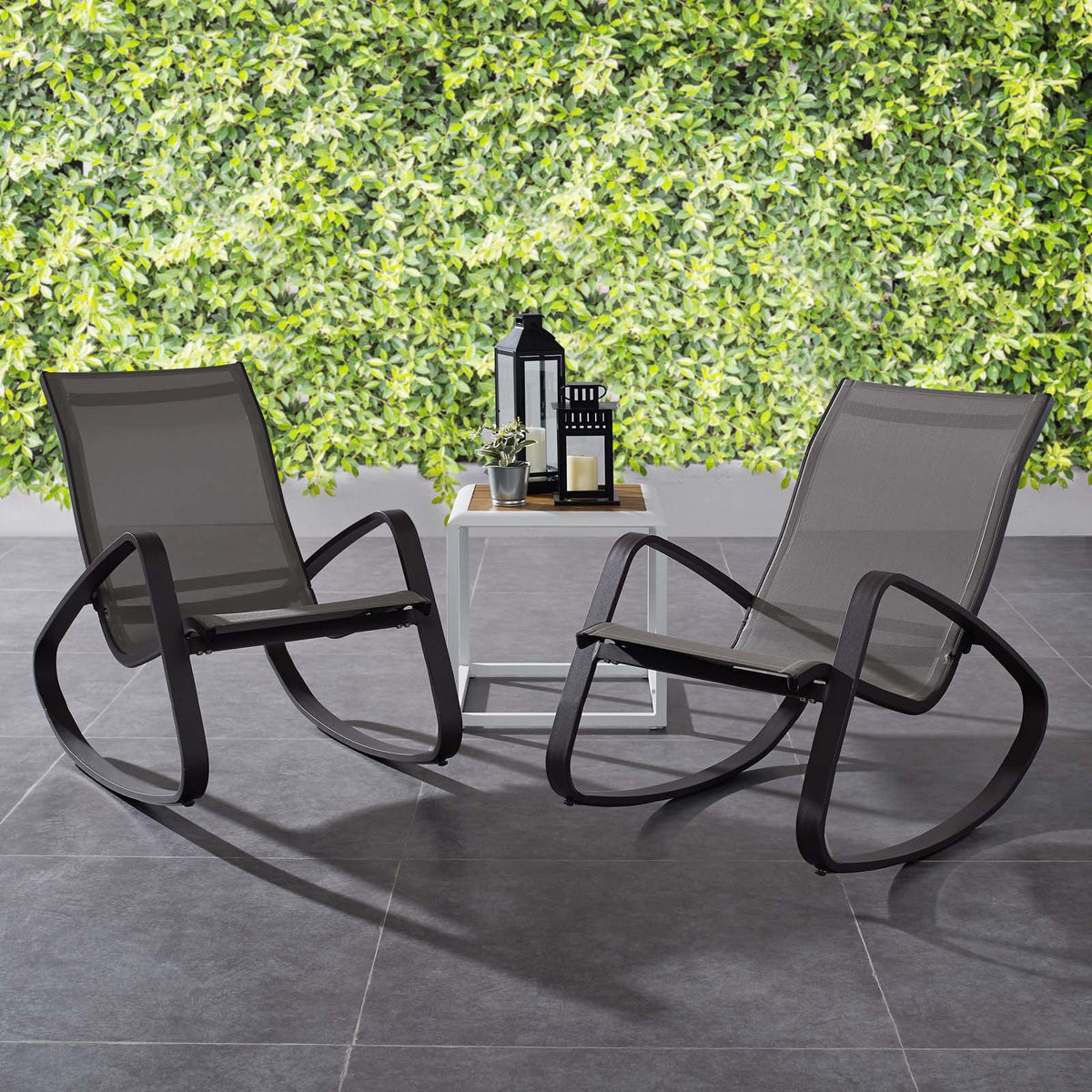 Black Aluminum Lounge Chair Set of Two I642