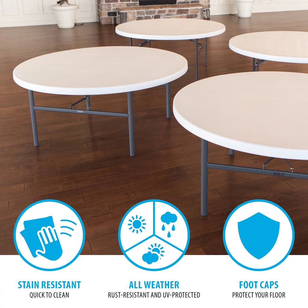 72-Inch Round Table White Granite 12 Pk J35616