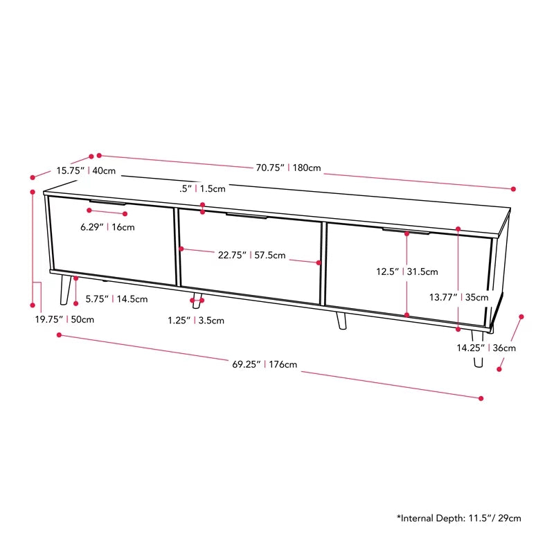 Dark Gray Engineered Wood TV Stand with Closed Storage G969402