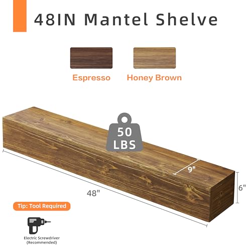60" Rustic Wood Fireplace Mantel Floating Shelf Y870011