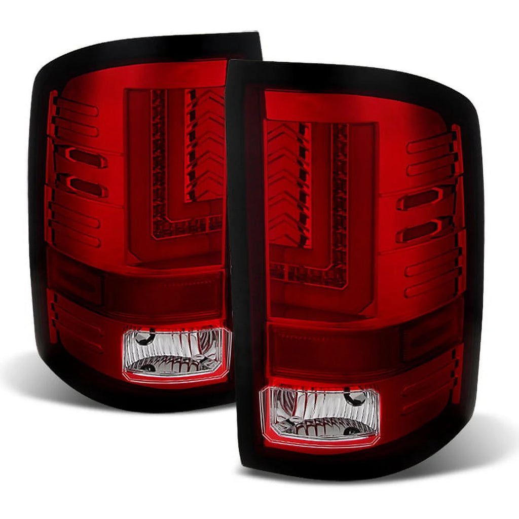 For 14-18 Sierra 1500 15-19 Sierra 2500HD 3500HD Pickup Red Clear LED Tail Lights U131