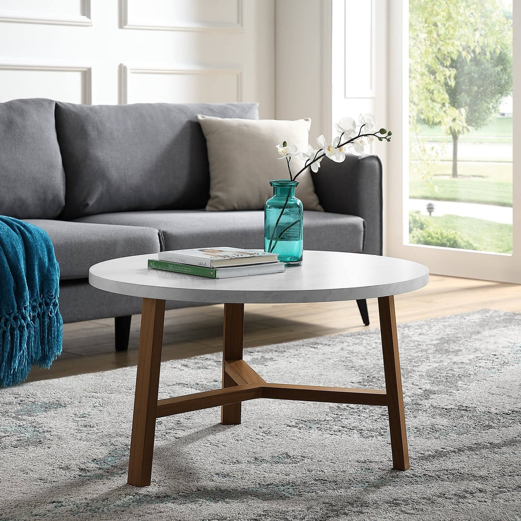 Round Faux Marble Top Coffee Table F984