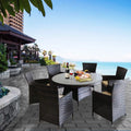 7 Pcs Wicker Patio Dining Set with Umbrella Hole Z2614
