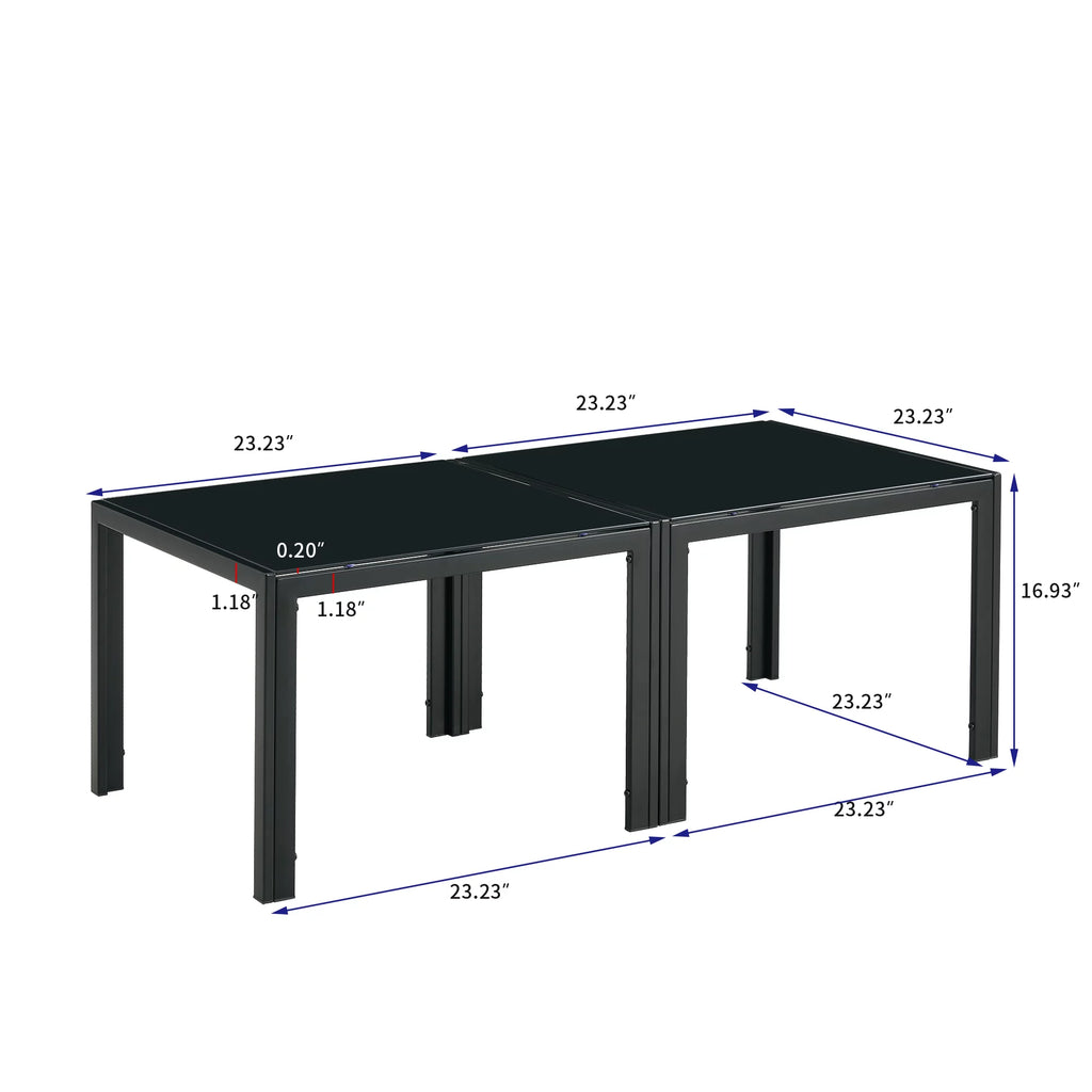 Coffee Table Set of 2 Black Tempered Glass Y40130