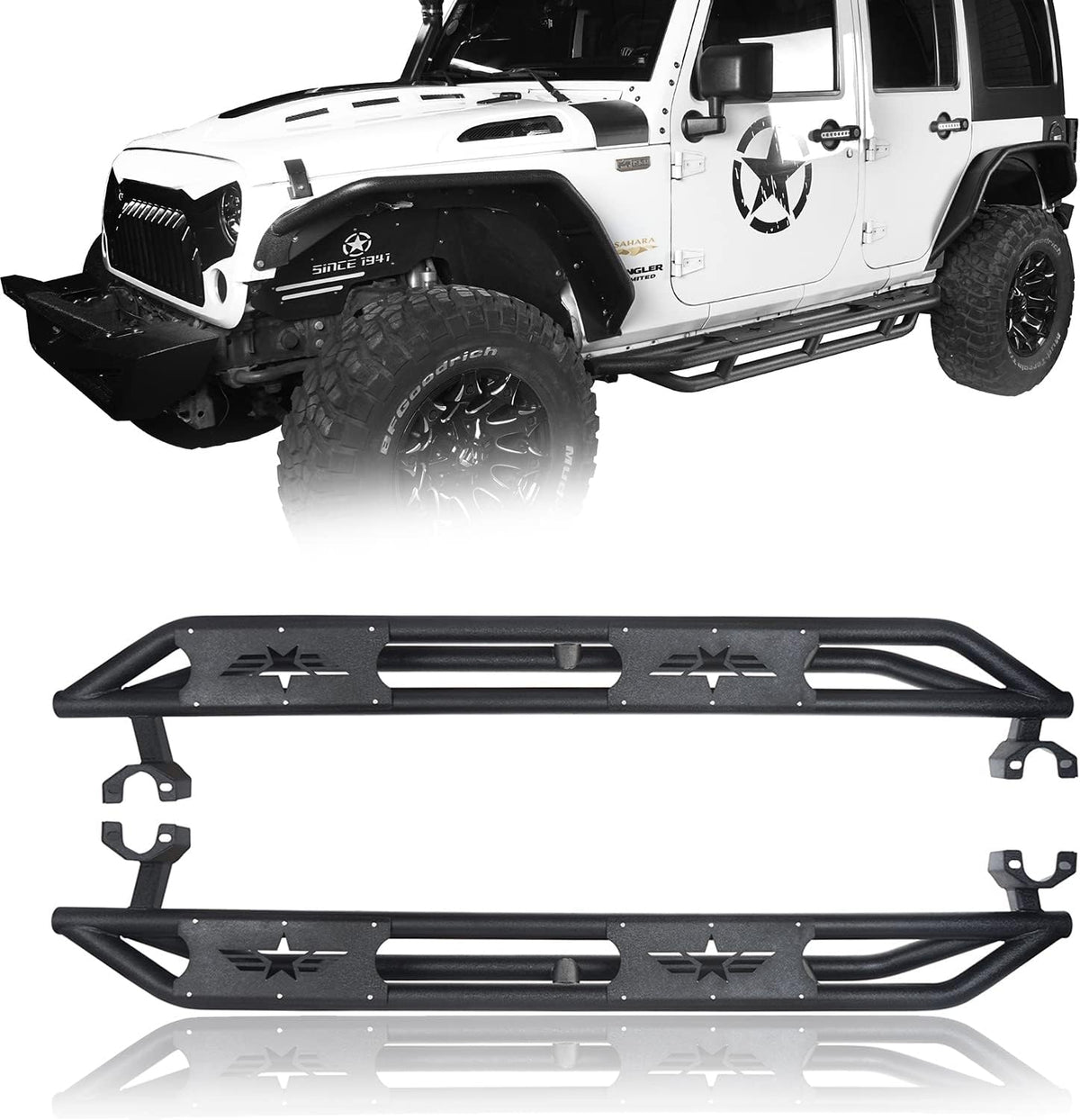 Steel Side Step Running Boards for Jeep JK Wrangler Unlimited 4-Door M736353