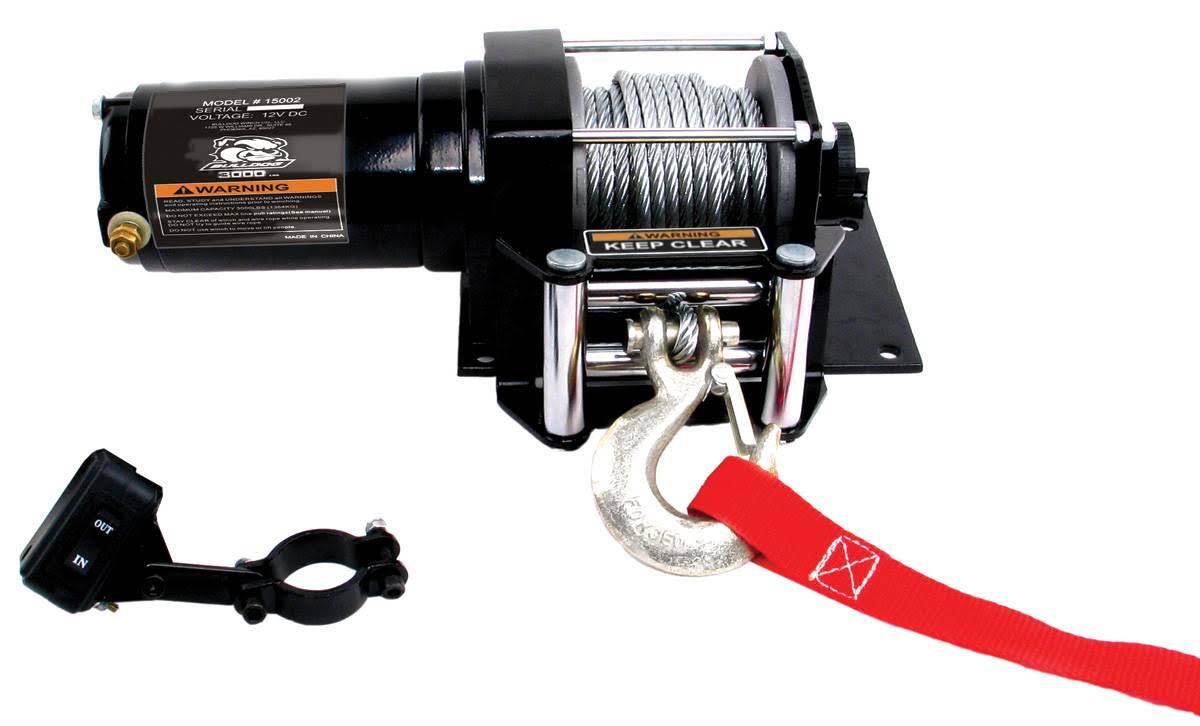 3000lb ATV Winch with Mini-Rocker Switch, Mounting Channel, Roller Fairlead N95836