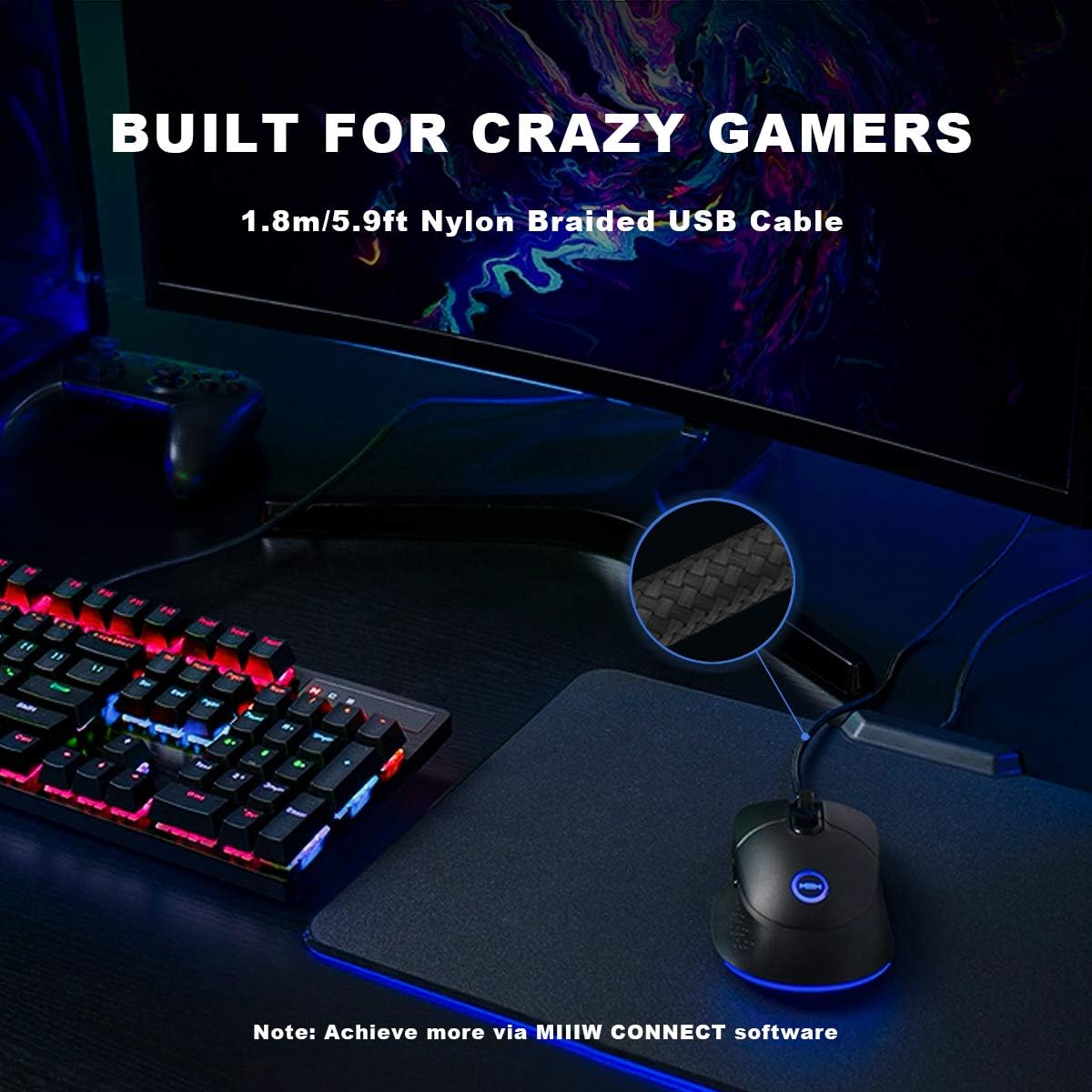 Wired Gaming Mouse with High Precision Optical Sensor, 7200DPI, 8 Programmable Buttons L888268