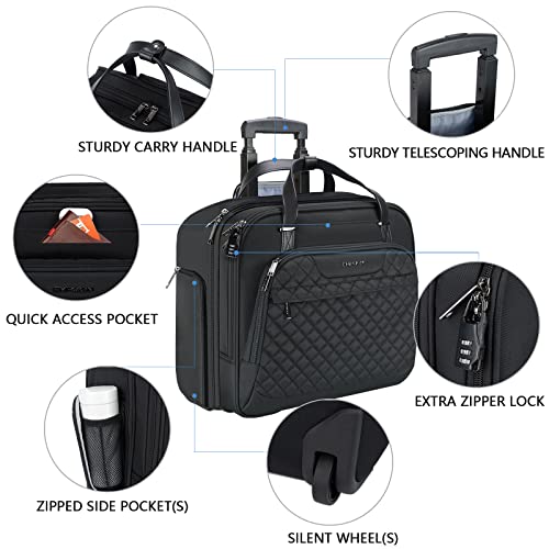 Black Rolling Laptop Bag with Wheels Z221