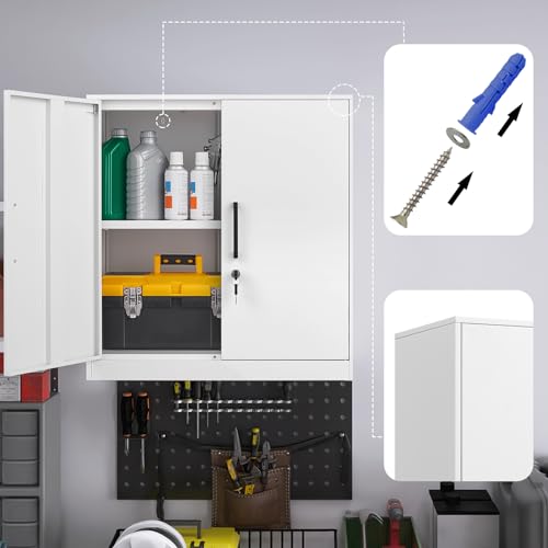 Metal Wall Cabinet with Doors and Adjustable Shelf E170682