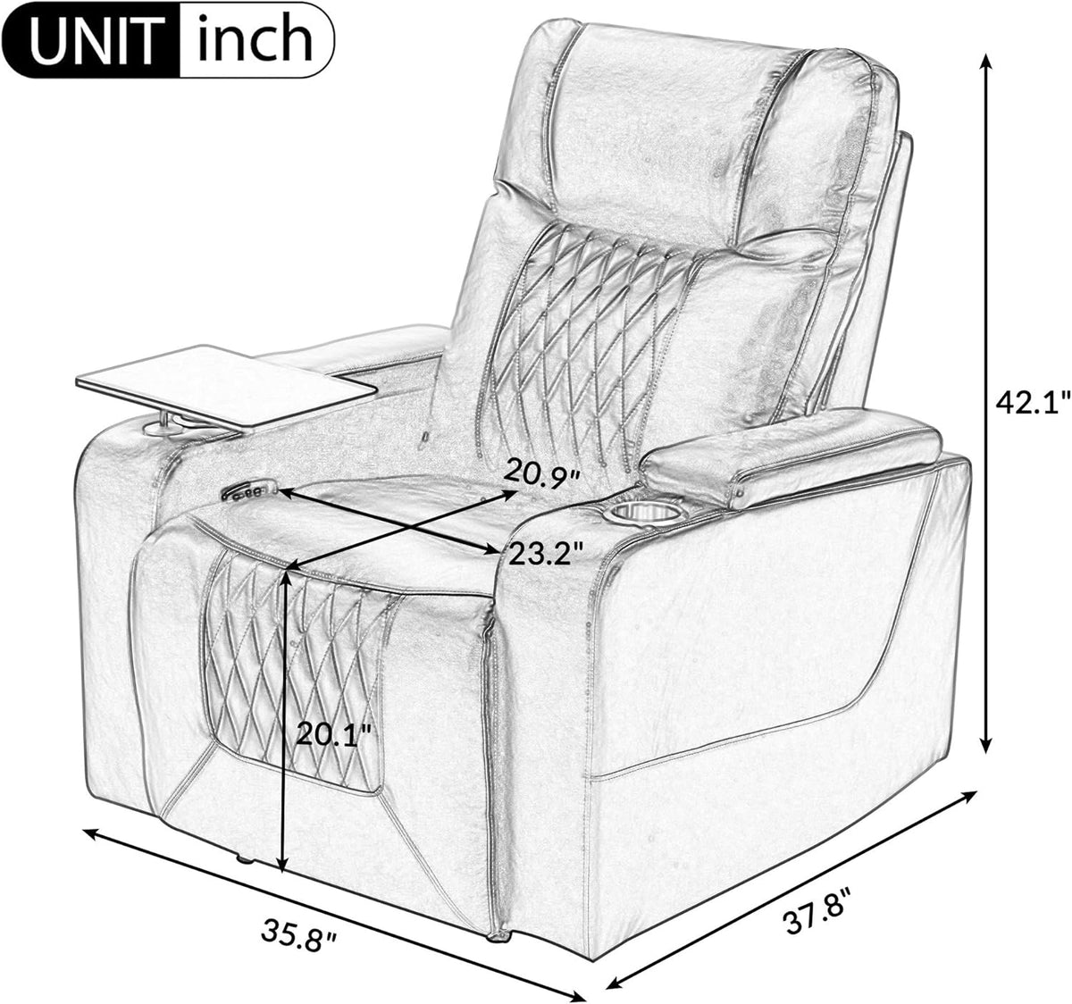 Power Recliner Chair with USB Port and Cup Holders L439