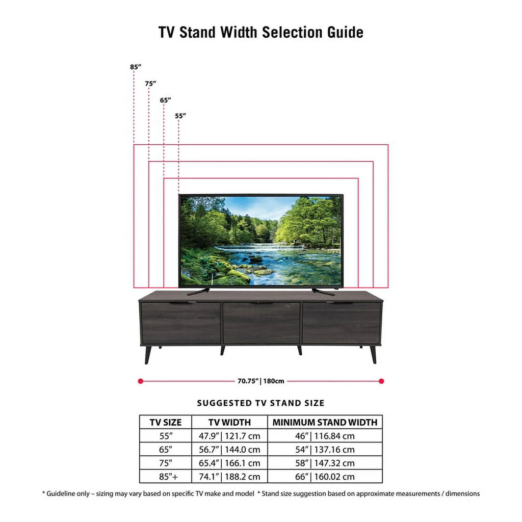 Dark Gray Engineered Wood TV Stand with Closed Storage G969402