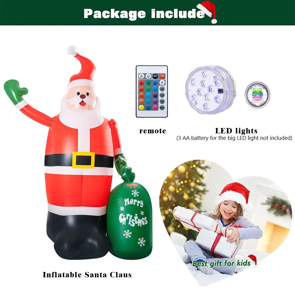 8Ft Christmas Inflatables Santa Claus Outdoor Decorations LED Lights N21126