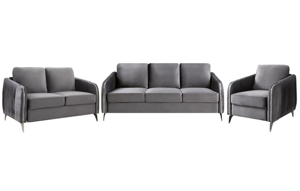 Gray Velvet Living Room Set X34345