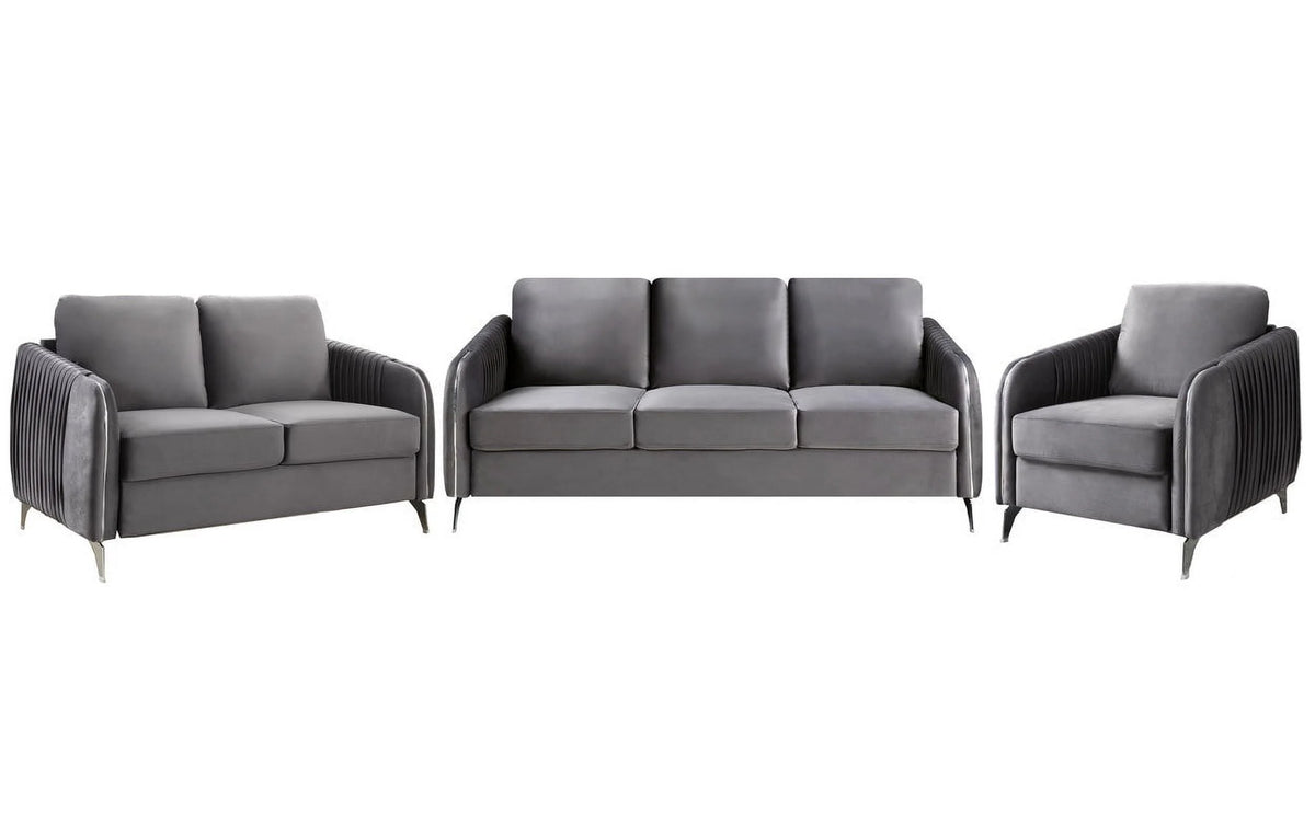 Gray Velvet Living Room Set X34345