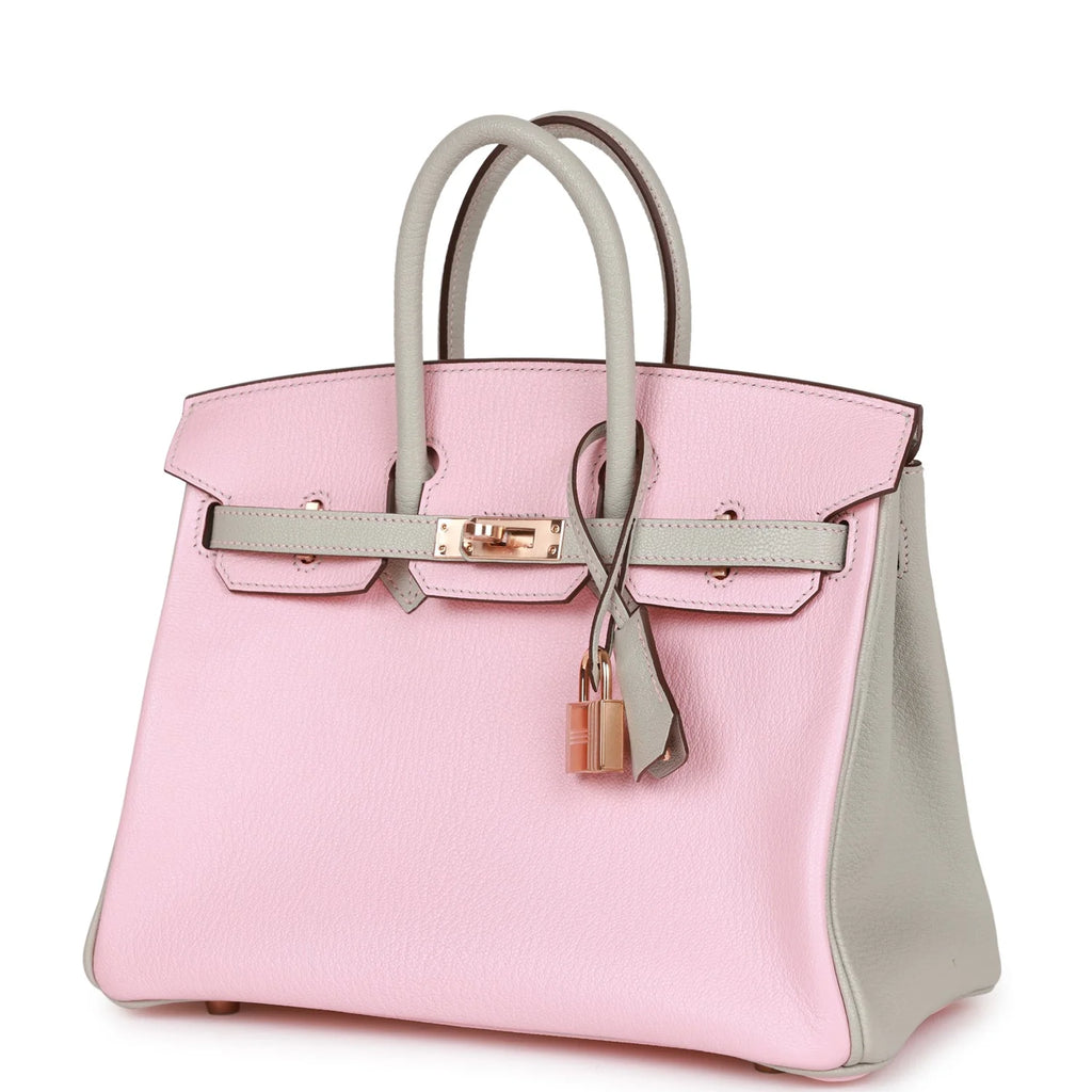 Rose Sakura and Gris Perle Chevre Mysore Handbag Y808