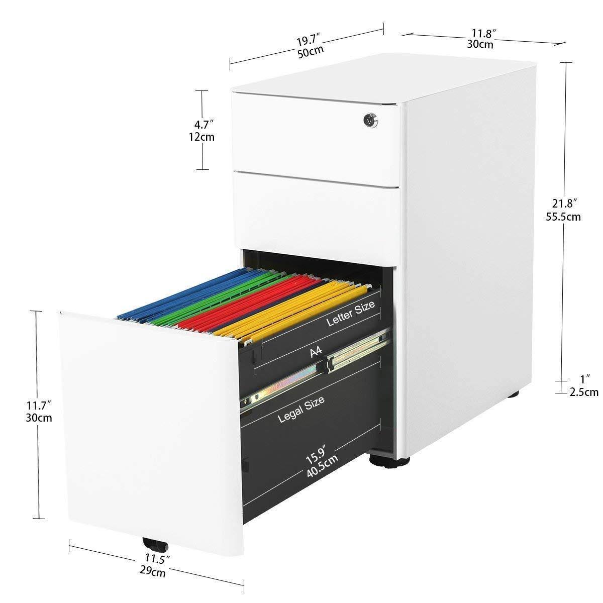 White 3 Drawer Vertical File Cabinet W42668