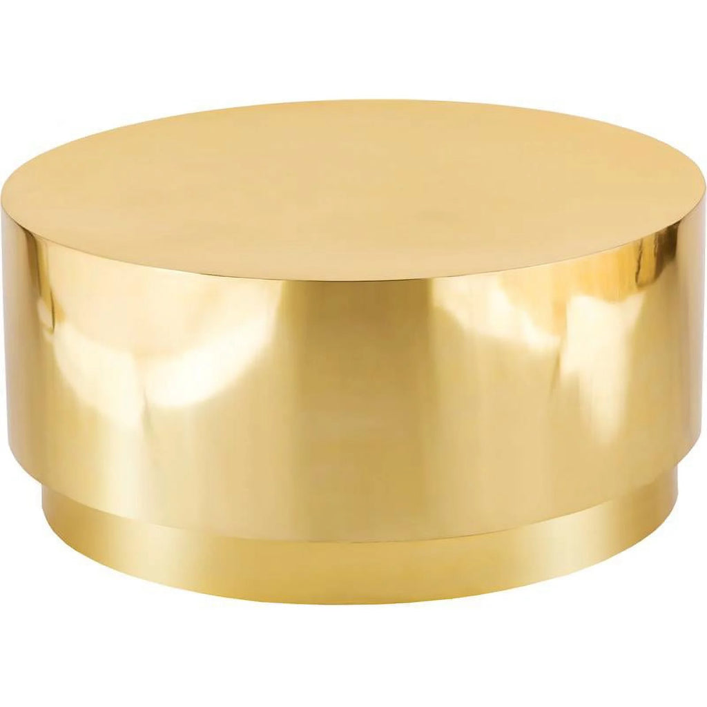 Gold Stainless Steel Drum Coffee Table V9085