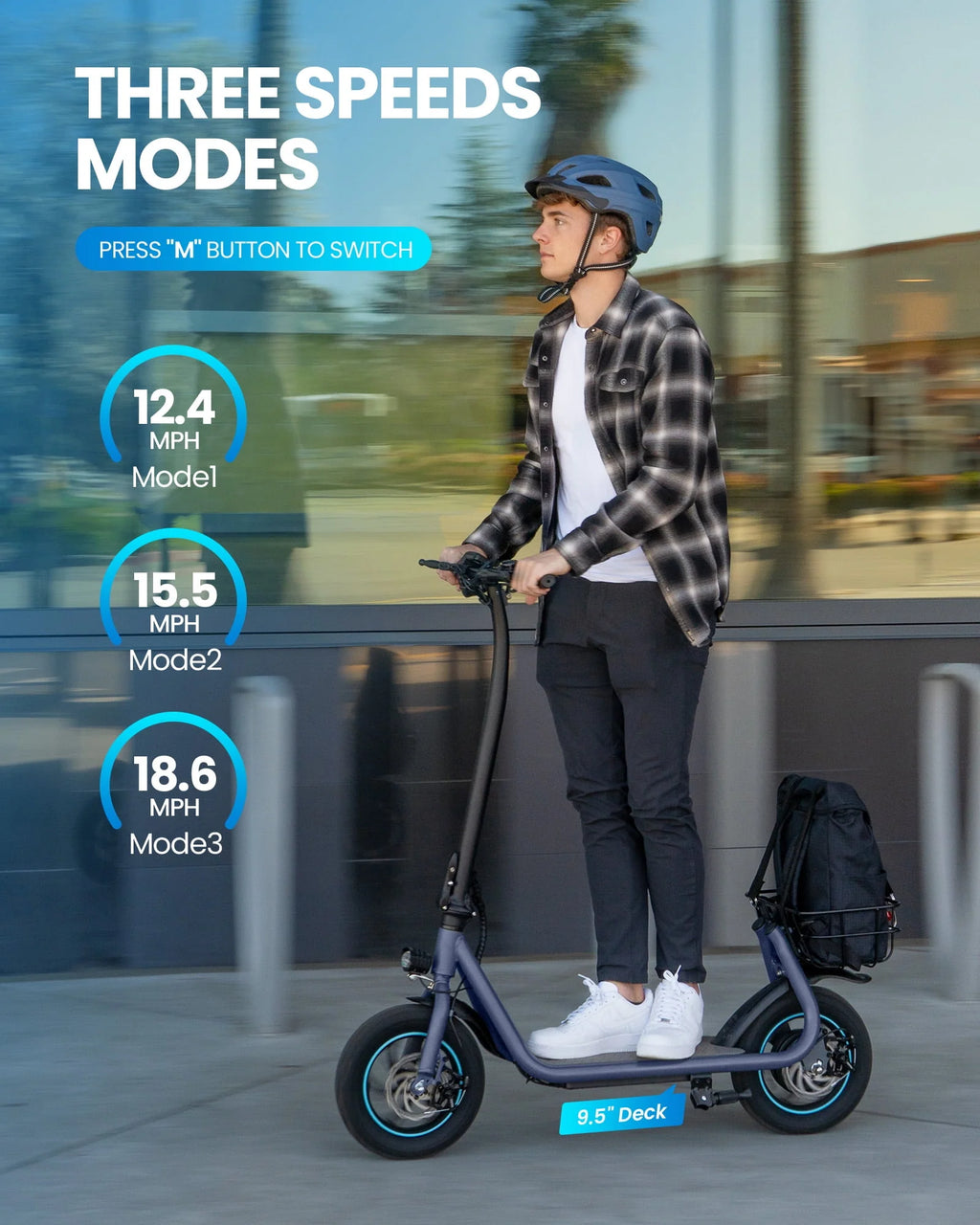 550W 12 inch Electric Scooter with Basket and Wide Deck N74168