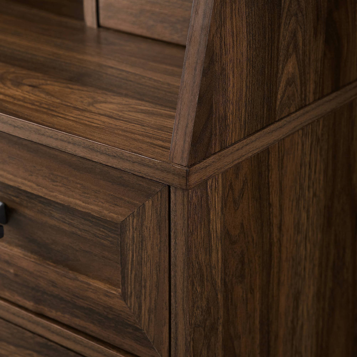 Dark Walnut Storage Desk and Hutch with Keyboard Drawer Z22706