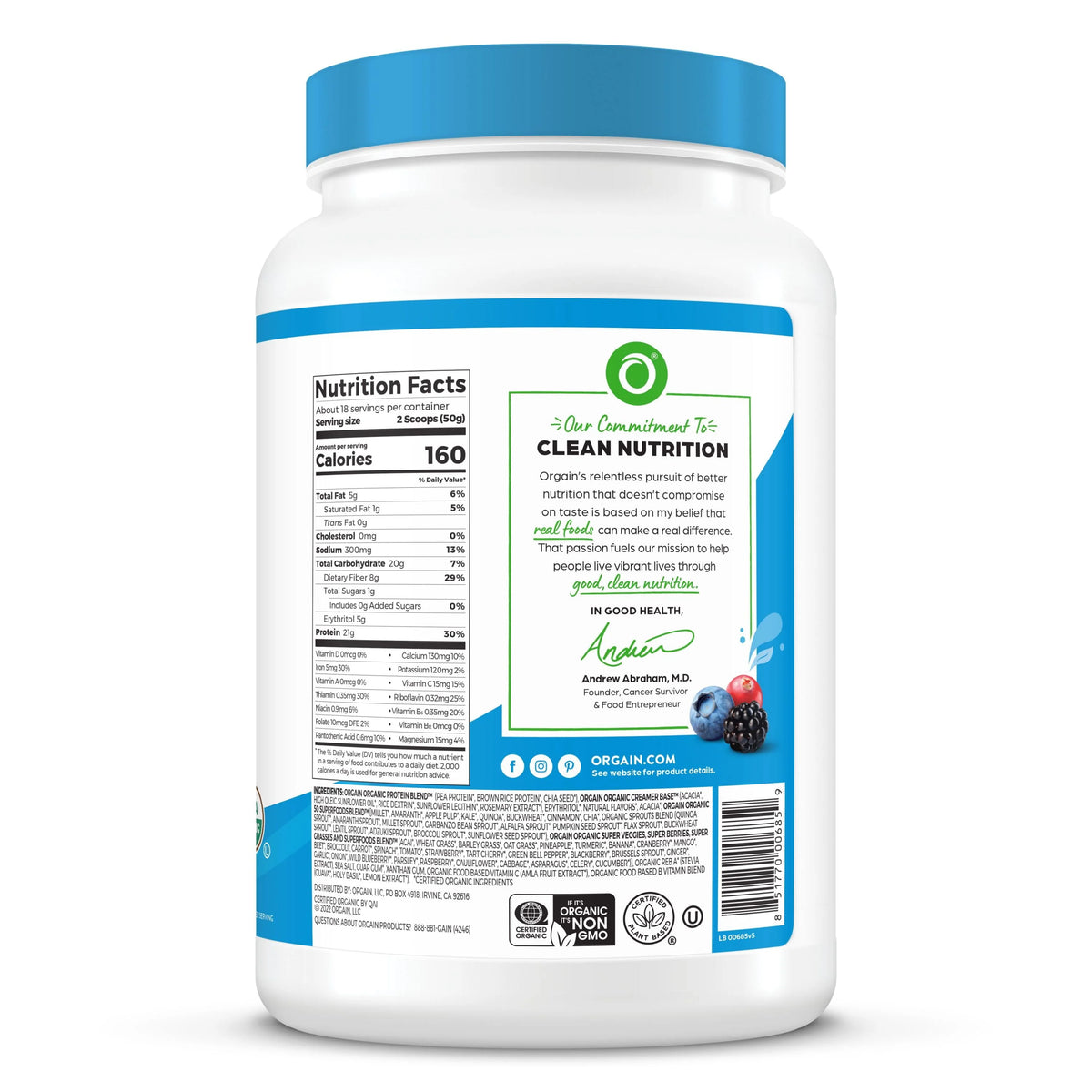 Vanilla Bean 21g Protein Plant Based Protein Powder Y7290