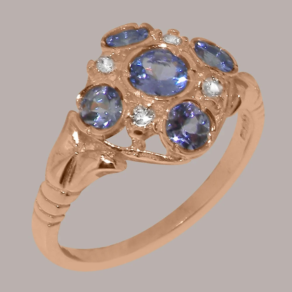 18k Rose Gold Tanzanite Diamond Ring J201