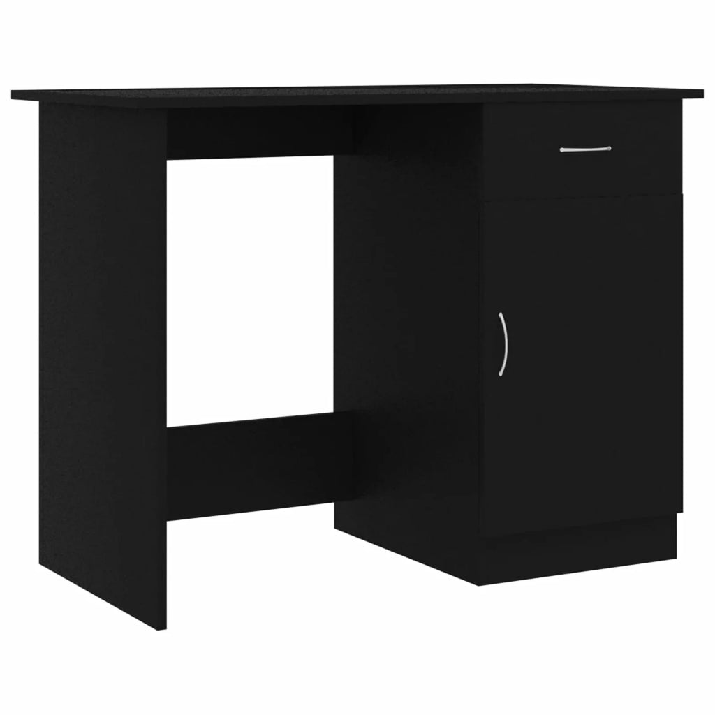 Black Computer Desk with Storage Drawer and Door Cabinet Q6581