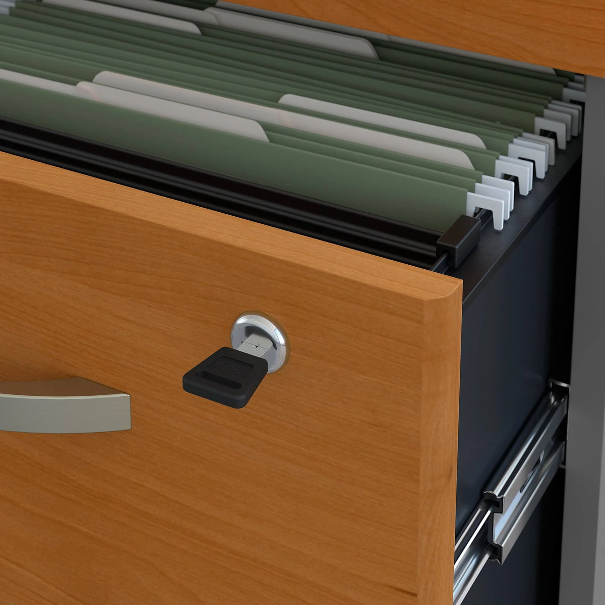 Natural Cherry Office Desk with Mobile File Cabinet B342