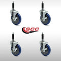 5 inch Blue Polyurethane Swivel Stem Caster Set T4311