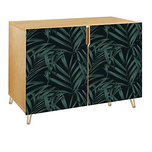 Wooden Door Accent Cabinet with Palm Leaves Pattern M527435