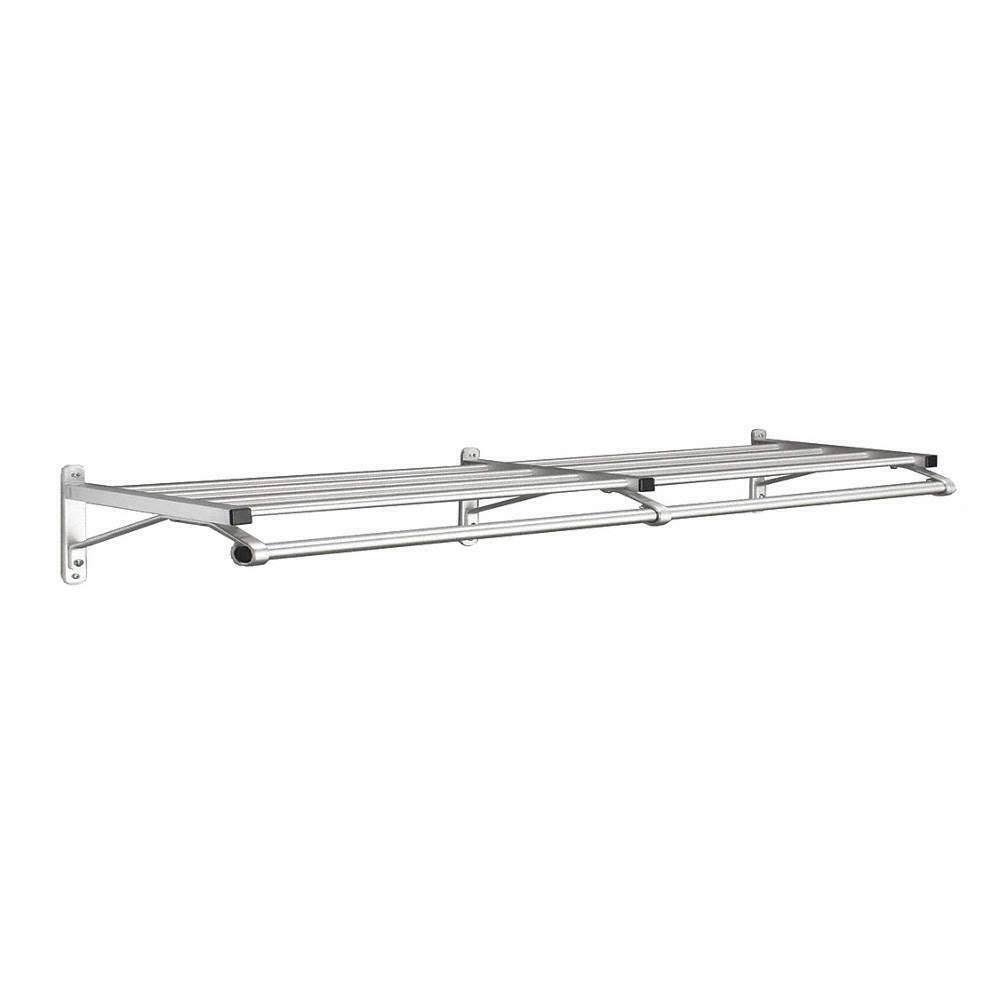 Satin Aluminum Coat Rack with 1 Shelf Y819336