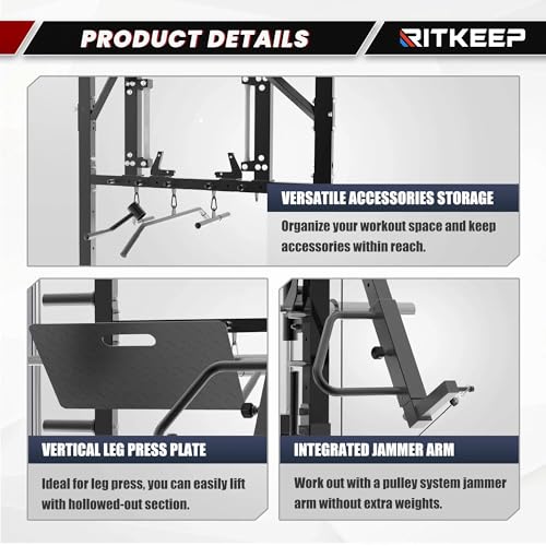 Smith Machine with Adjustable Weight Bench and Pulley System S414