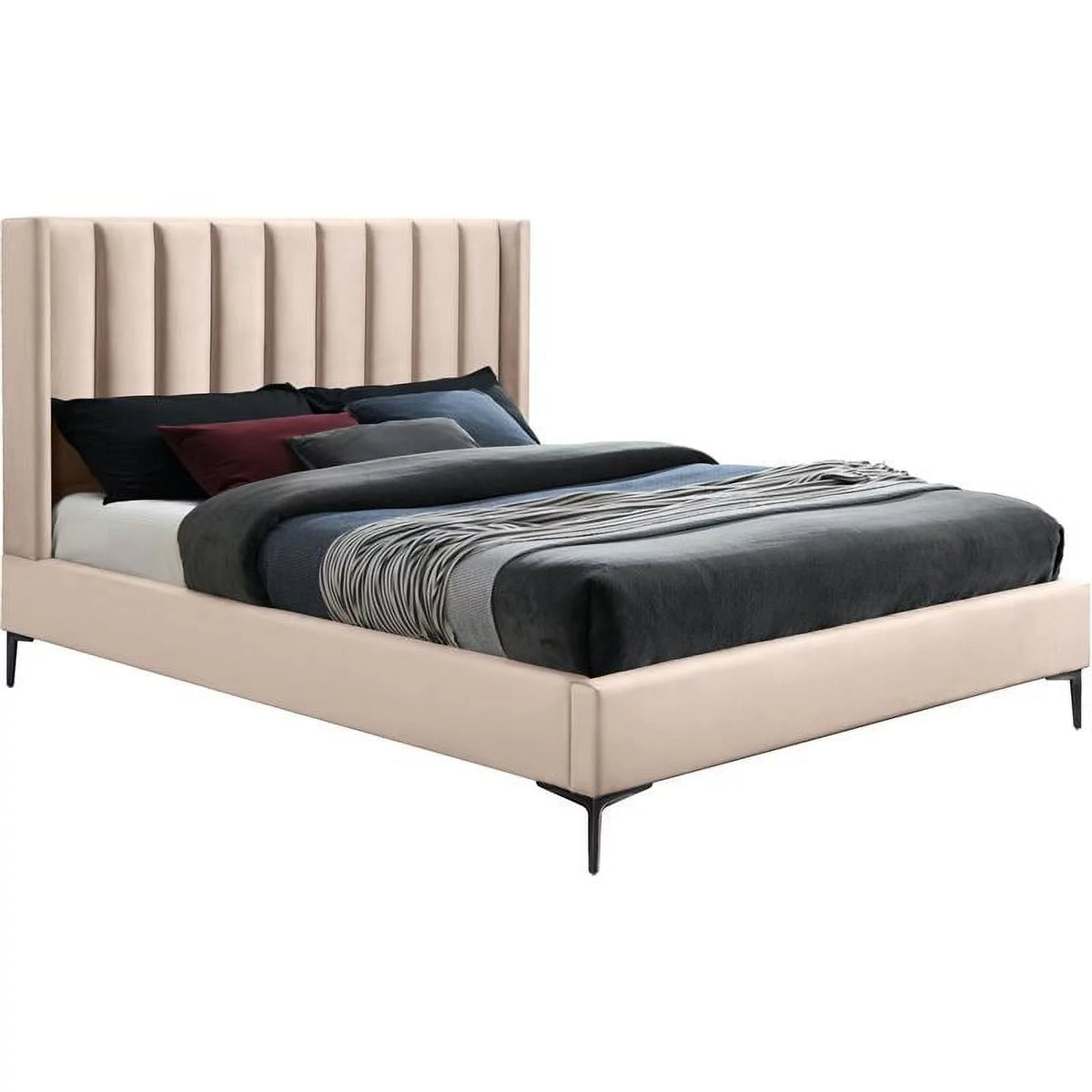 Pink Velvet King Bed A8730